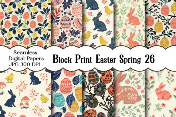Block Print Easter Spring Seamless Print: A Practical Asset for Seasonal Design