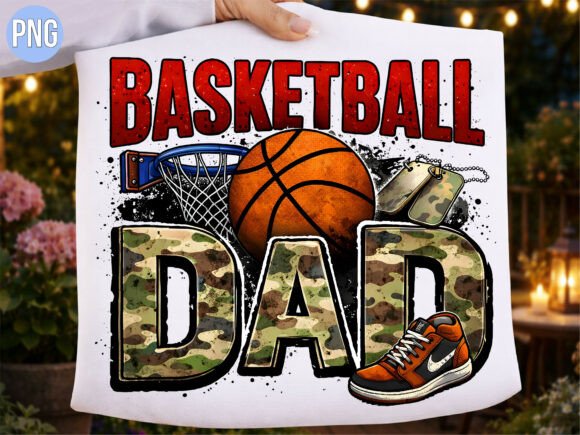 Camo Basketball Dad Sublimation PNG: Elevate Your Custom Merchandise Designs
