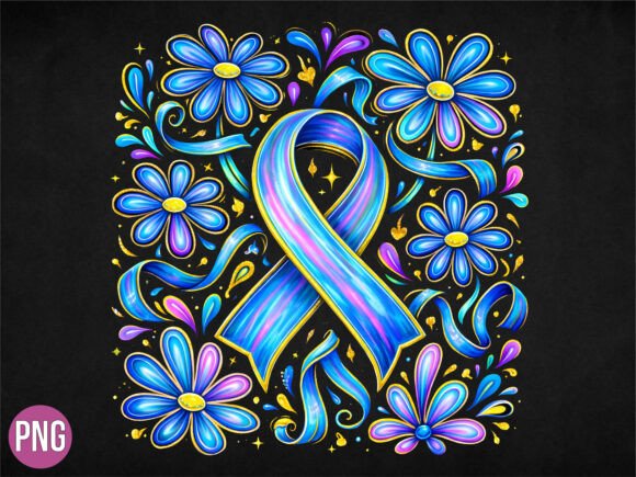 Evaluating the Blue Awareness Ribbon Floral Garden PNG for Professional Creative Projects