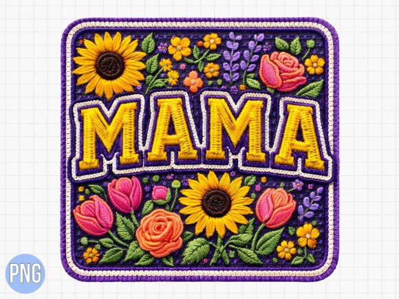 Floral Mama Purple Patch Square PNG