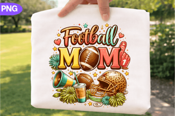 Football Mom PNG: Trendy Sports Design