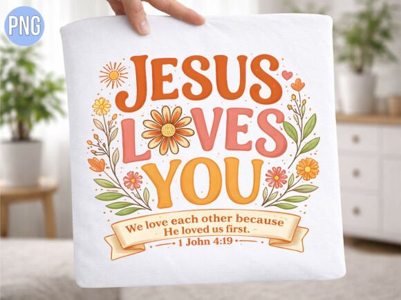 Jesus Loves You Christian Floral PNG
