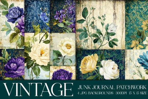 Junk Journal Patchwork Backgrounds S14