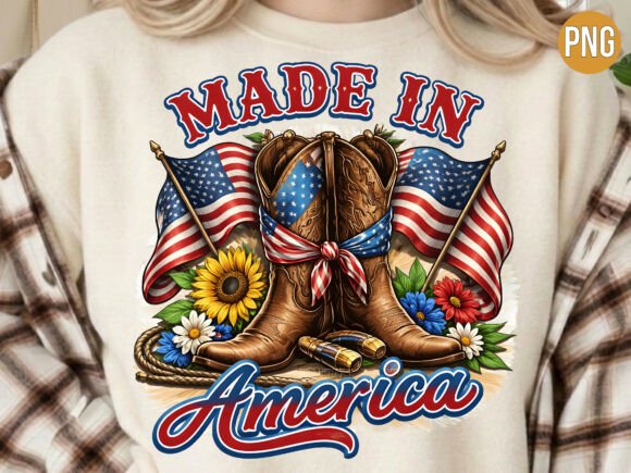 Made in America Cowboy Boots PNG