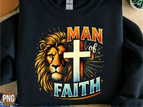 Man of Faith Lion Christian Cross PNG