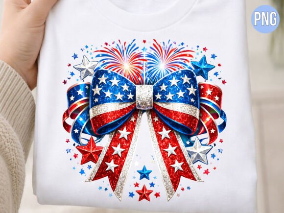 Patriotic Fireworks Bow Sublimation PNG: Elevating Your Creative Projects with High-Quality Digital Design