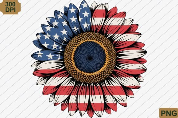 Patriotic Sunflower, 4th of July PNG: Strategic Design for Seasonal Branding