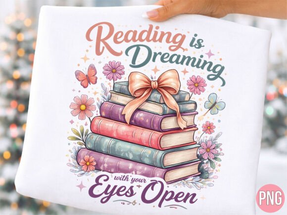 Reading is Dreaming Books Floral PNG Design