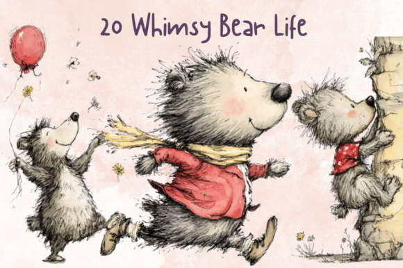 Storybook Whimsy Bear Clipart Set