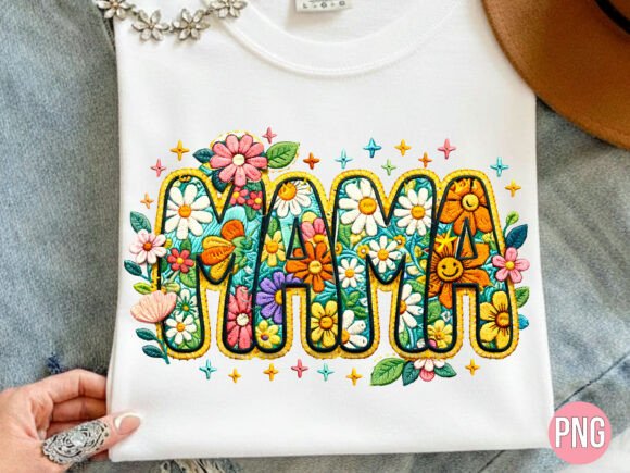 Strategic Brand Elevation with Mama Floral Embroidery 3D Effect PNG