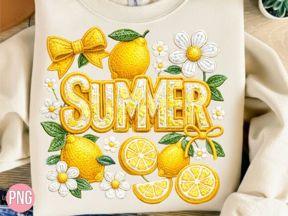 Summer Lemon Fruit Embroidery PNG Shirt Design: A Fresh Asset for Creative Projects